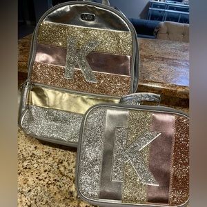 Justice initial “K” backpack with lunchbox.